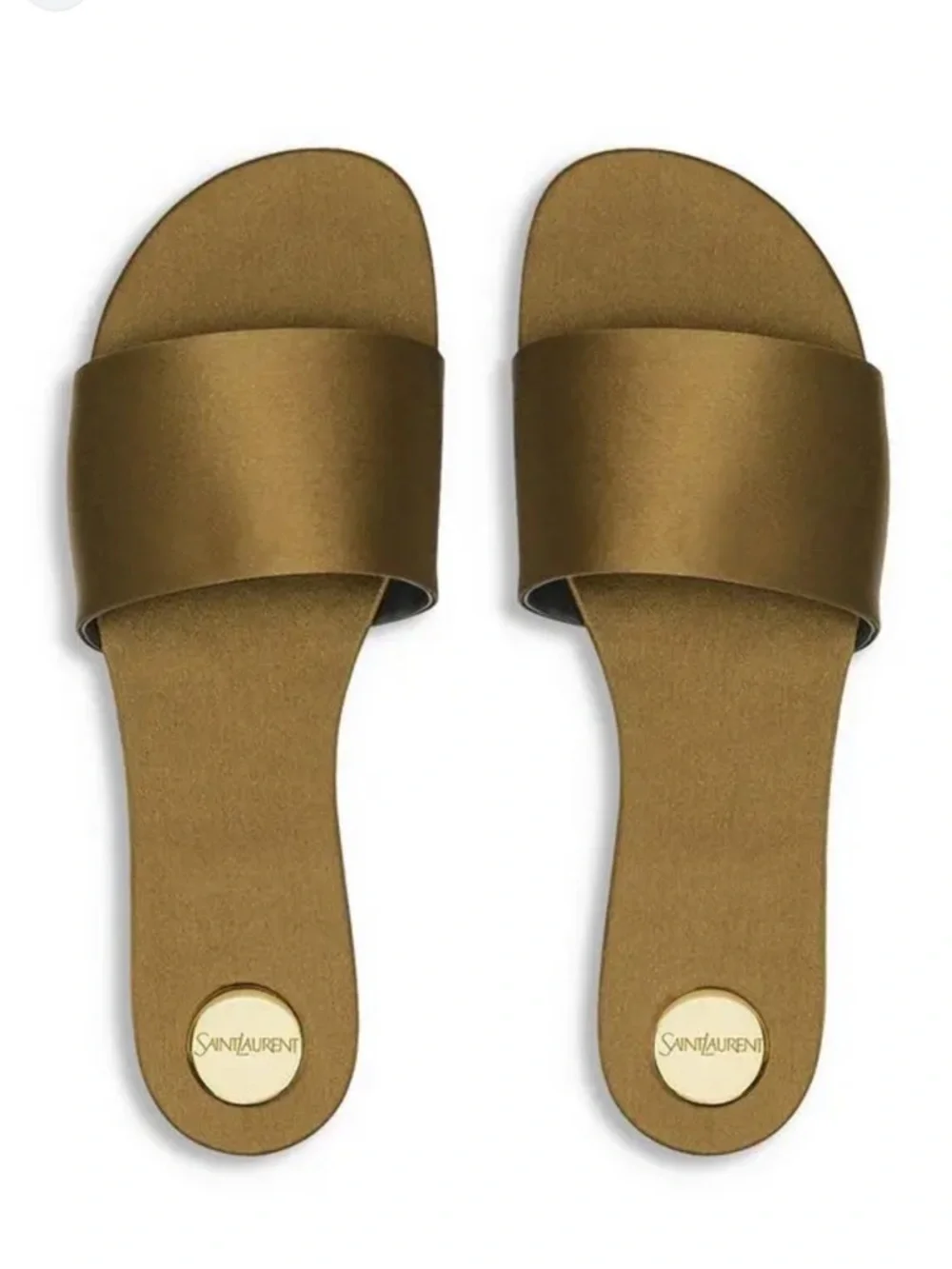 Saint Laurent Metallic Bronze Slide Sandals! NWT - Picture 2 of 5